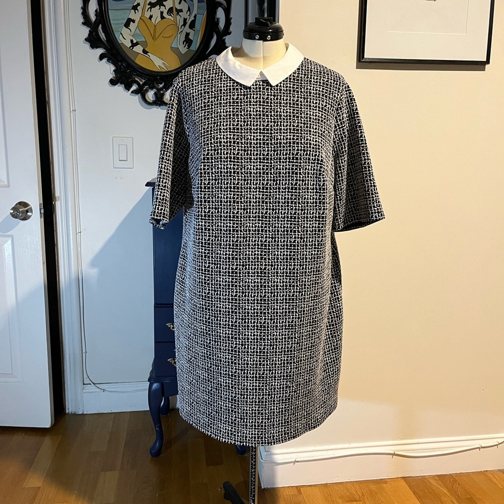 Peter Pan collar tweed dress mod mini